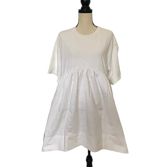 CYNTHIA ROWLEY WHITE BREE COMBO T SHIRT DRESS MEDIUM NEW NWT - Picture 4 of 11